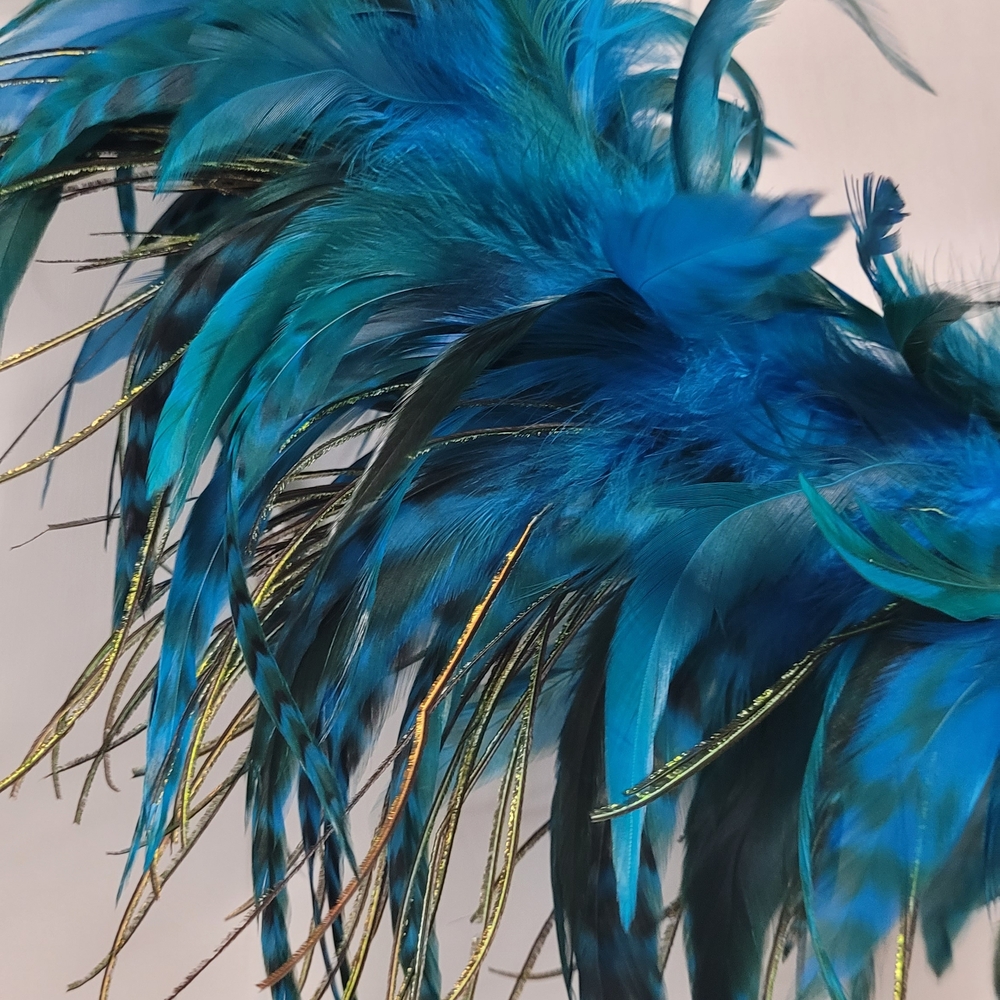 Coldwater Creek Teal Maxi Skirt and Feather Head Accent from Renn Faire